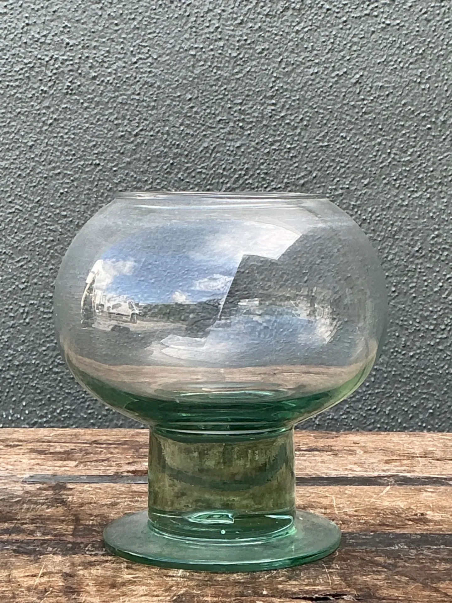 Vintage Green Pedestal Glass Vase — additional photo 8
