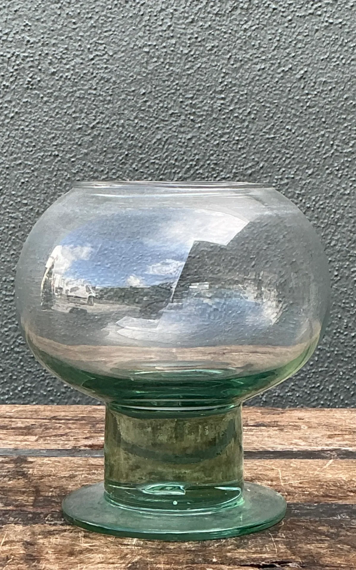 Vintage Green Pedestal Glass Vase — additional photo 8