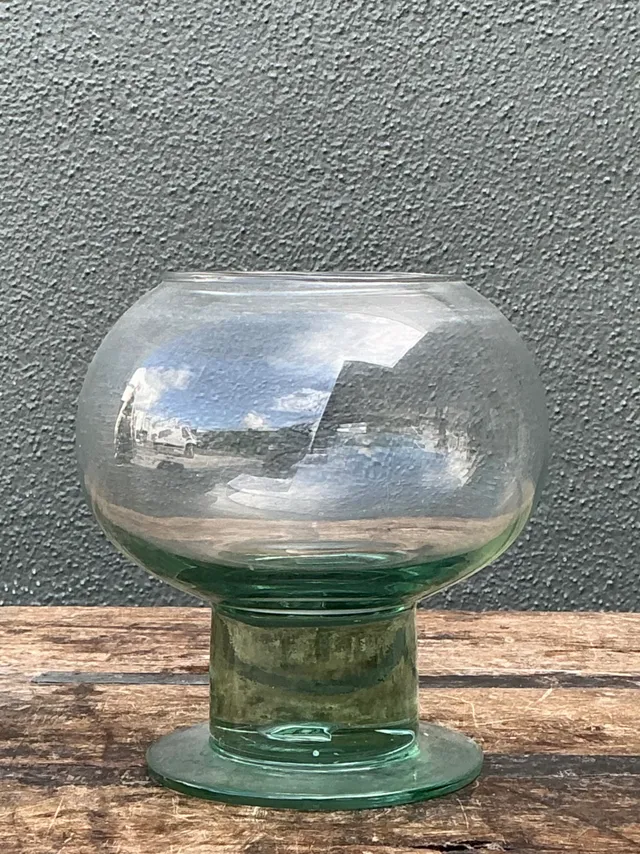 Vintage Green Pedestal Glass Vase — additional photo 8