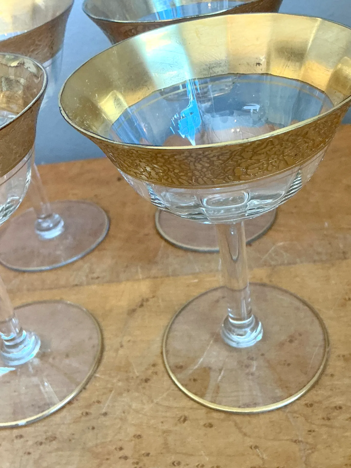 Vintage Gold Plated Rim Coupe Glasses - Set of 4 — additional photo 3