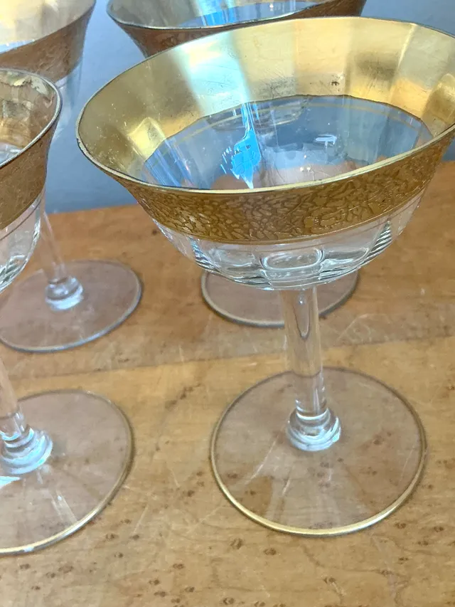 Vintage Gold Plated Rim Coupe Glasses - Set of 4 — additional photo 3