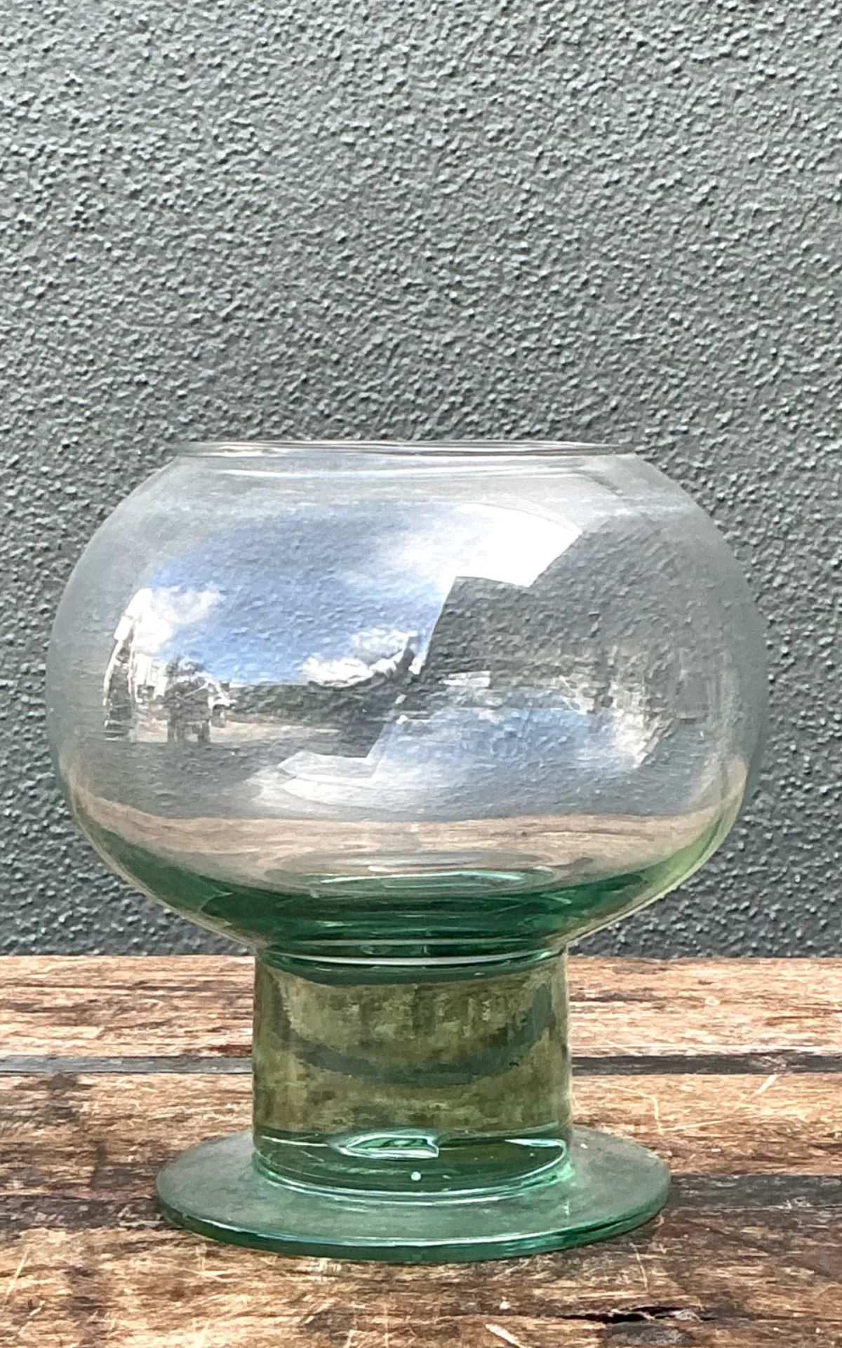 Vintage Green Pedestal Glass Vase — additional photo 4