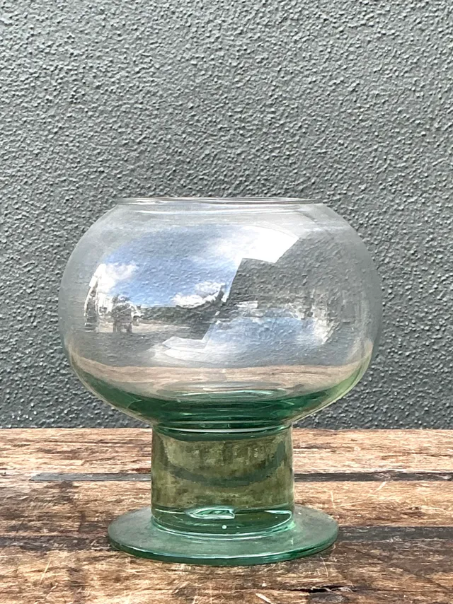 Vintage Green Pedestal Glass Vase — additional photo 4