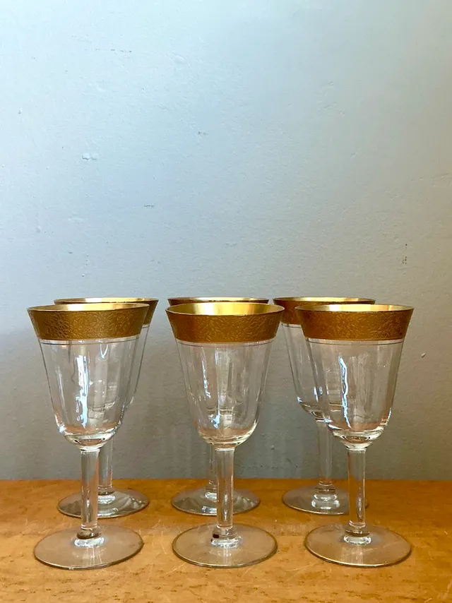 Vintage Gold Plated Rim Wine Glasses - Set of 6 — additional photo 3