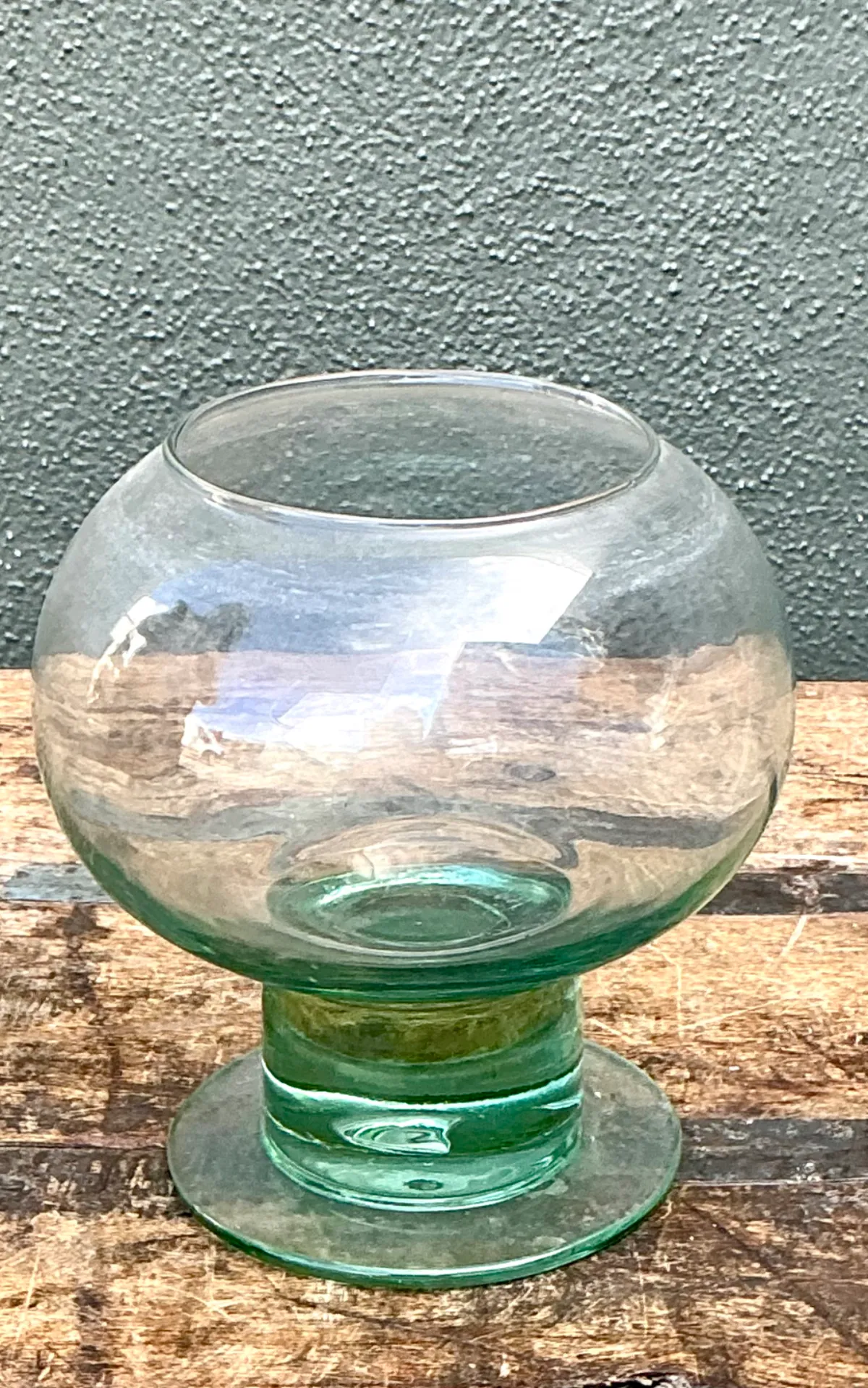 Vintage Green Pedestal Glass Vase — additional photo 2