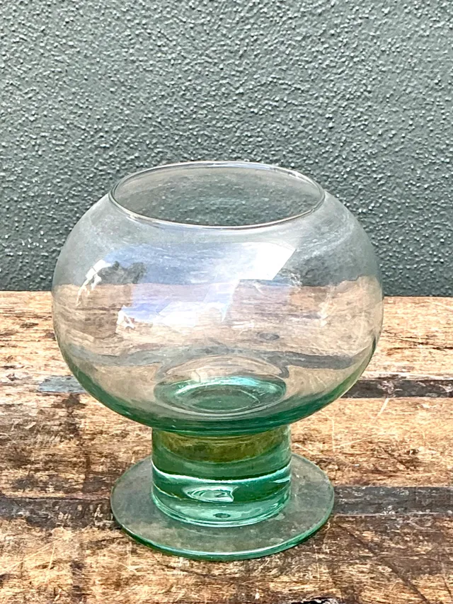 Vintage Green Pedestal Glass Vase — additional photo 2