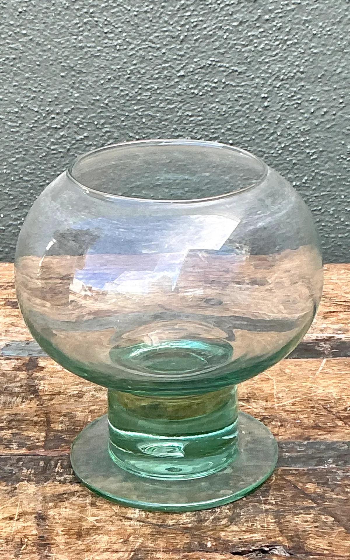 Vintage Green Pedestal Glass Vase — additional photo 6