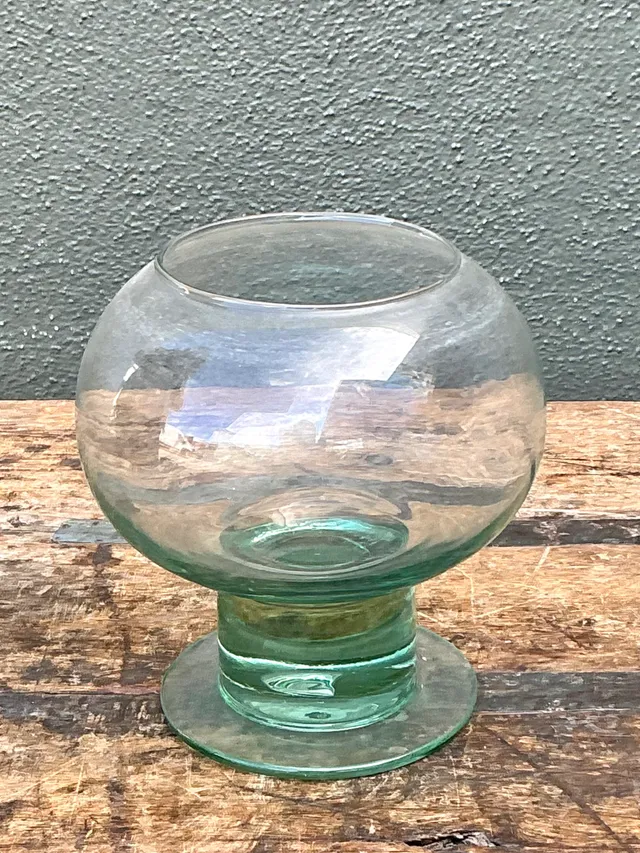 Vintage Green Pedestal Glass Vase — additional photo 6