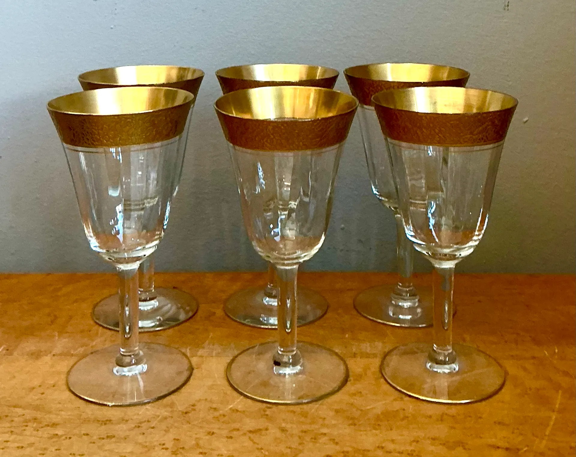 Vintage Gold Plated Rim Wine Glasses - Set of 6 — additional photo 4