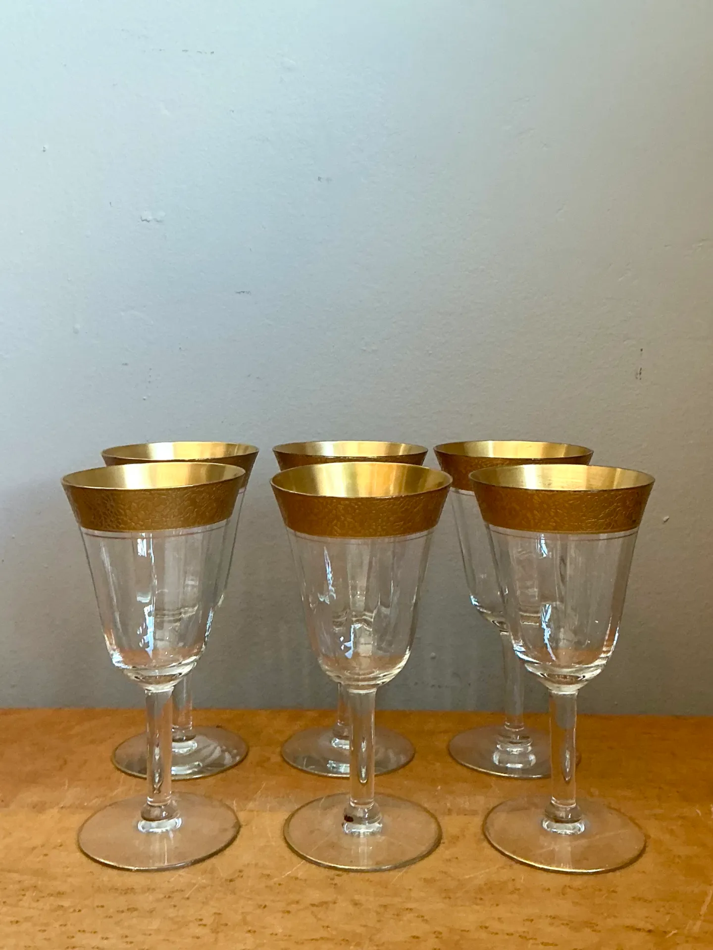 Vintage Gold Plated Rim Wine Glasses - Set of 6 — additional photo 2