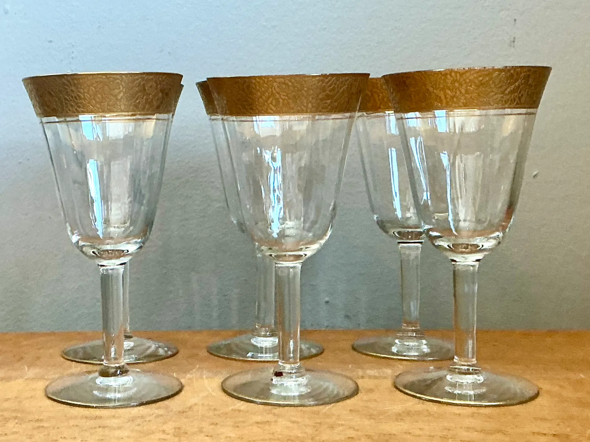 Vintage Gold Plated Rim Wine Glasses - Set of 6 — additional photo 8