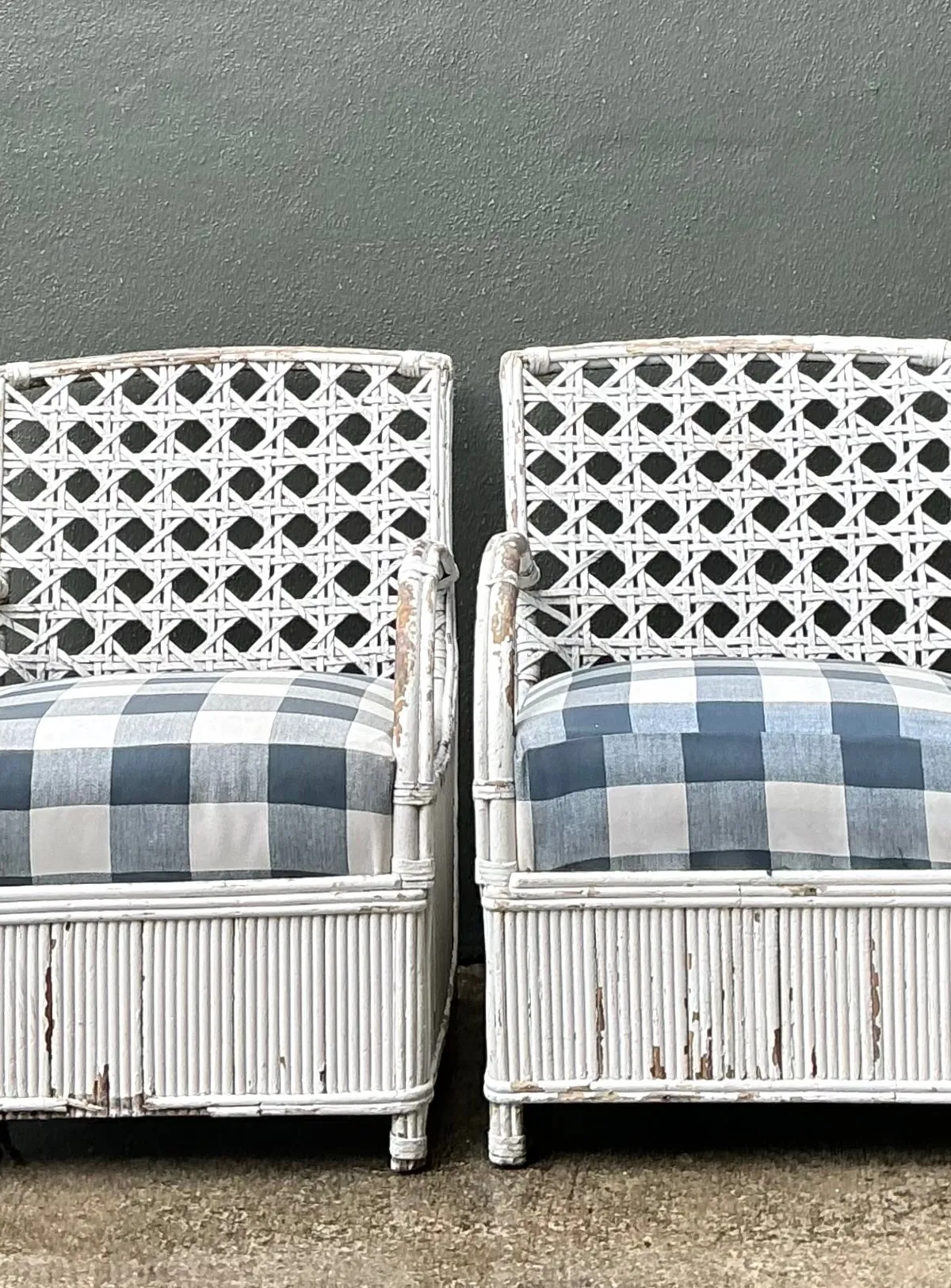 Vintage White Rattan Lounge Chairs - A Pair — additional photo 7