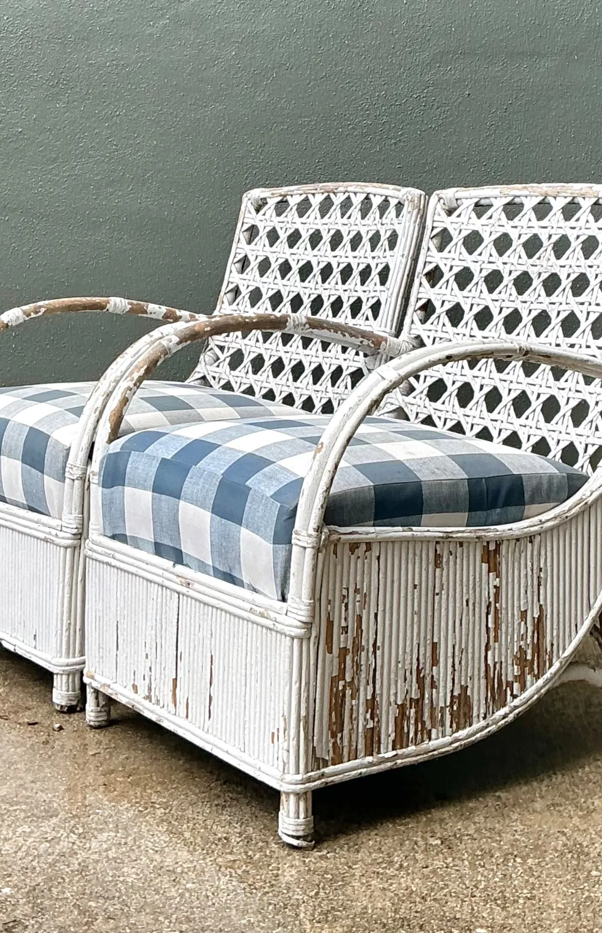 Vintage White Rattan Lounge Chairs - A Pair — additional photo 5