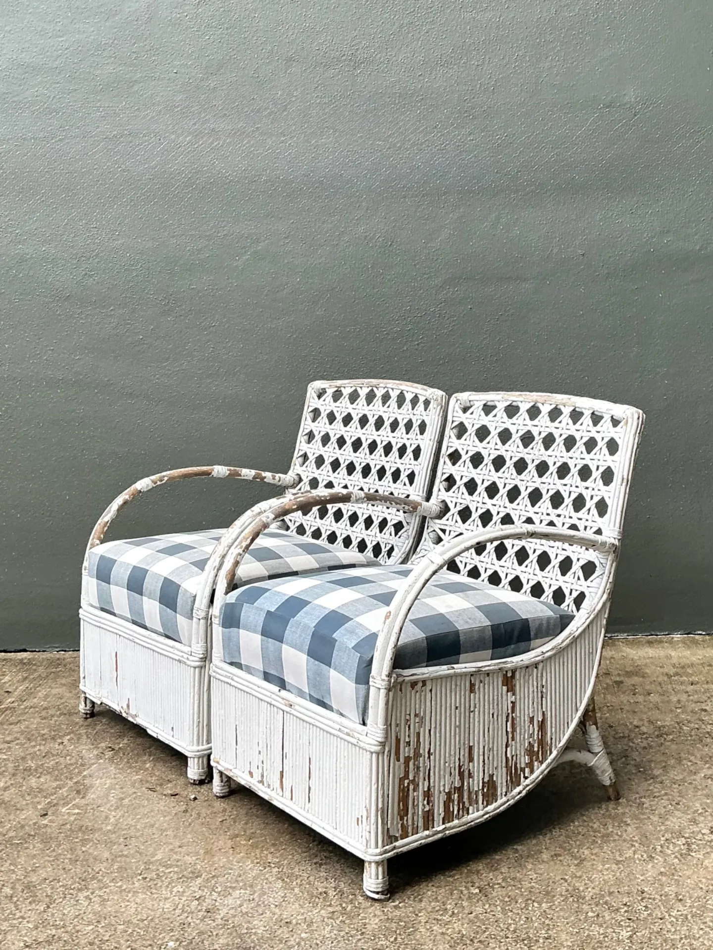 Vintage White Rattan Lounge Chairs - A Pair — additional photo 8