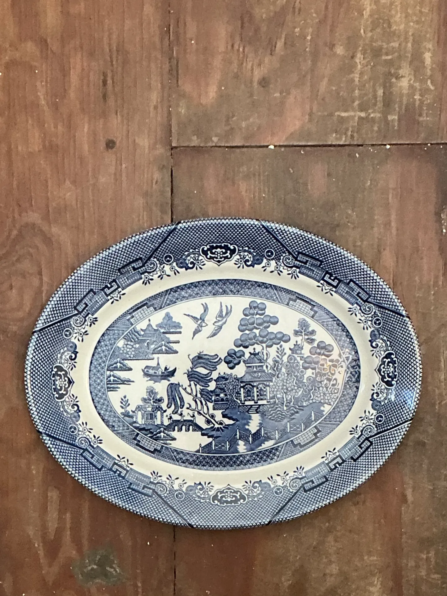 Vintage Chinese Blue Willow Ceramic Platter — additional photo 7