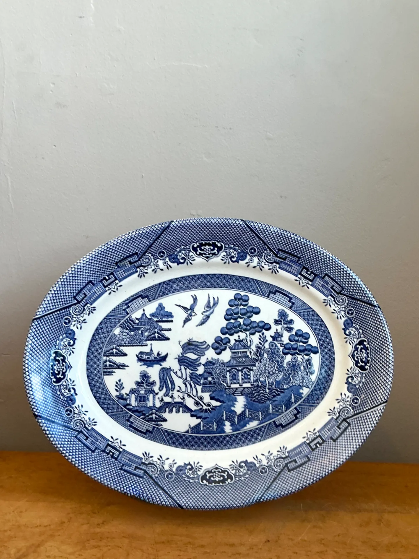 Vintage Chinese Blue Willow Ceramic Platter — additional photo 6