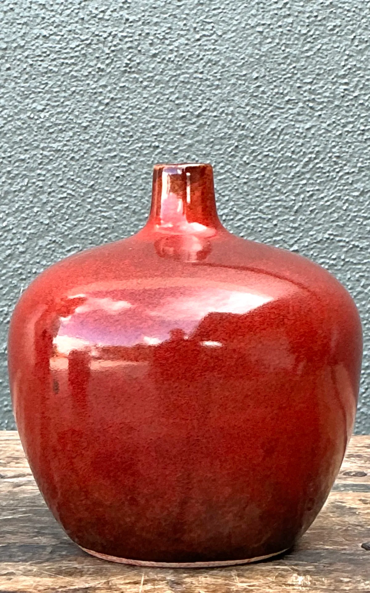 Vintage Red Glazed Ceramic Vase — additional photo 2