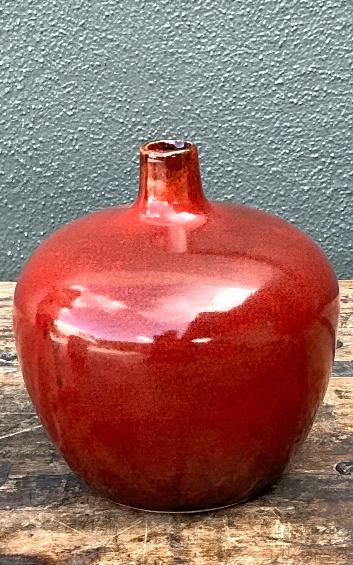 Vintage Red Glazed Ceramic Vase — additional photo 4