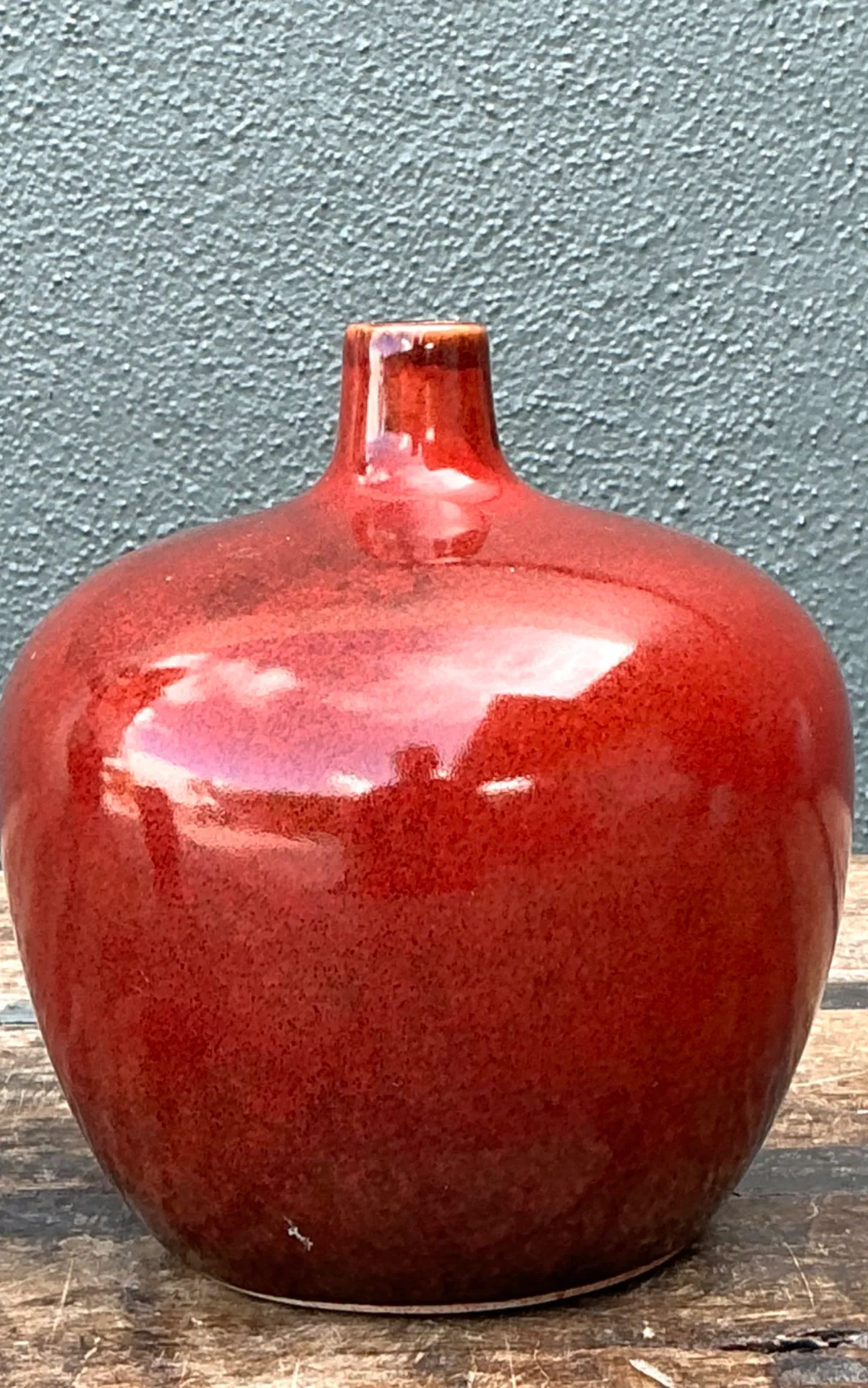 Vintage Red Glazed Ceramic Vase — additional photo 1