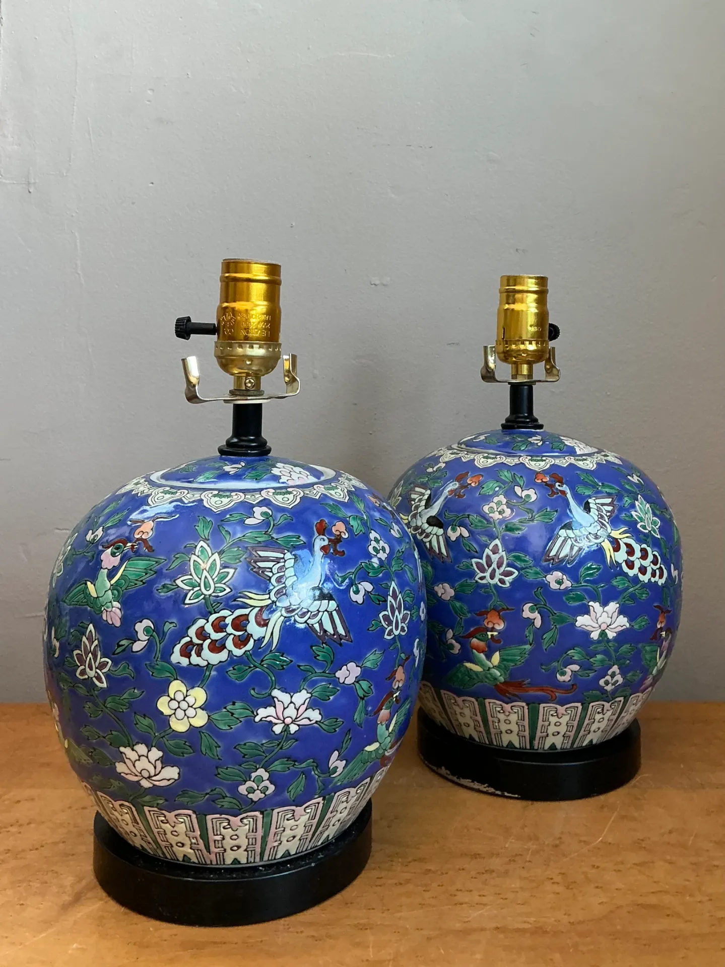 Vintage Floral Ceramic Table Lamps - Pair — additional photo 1