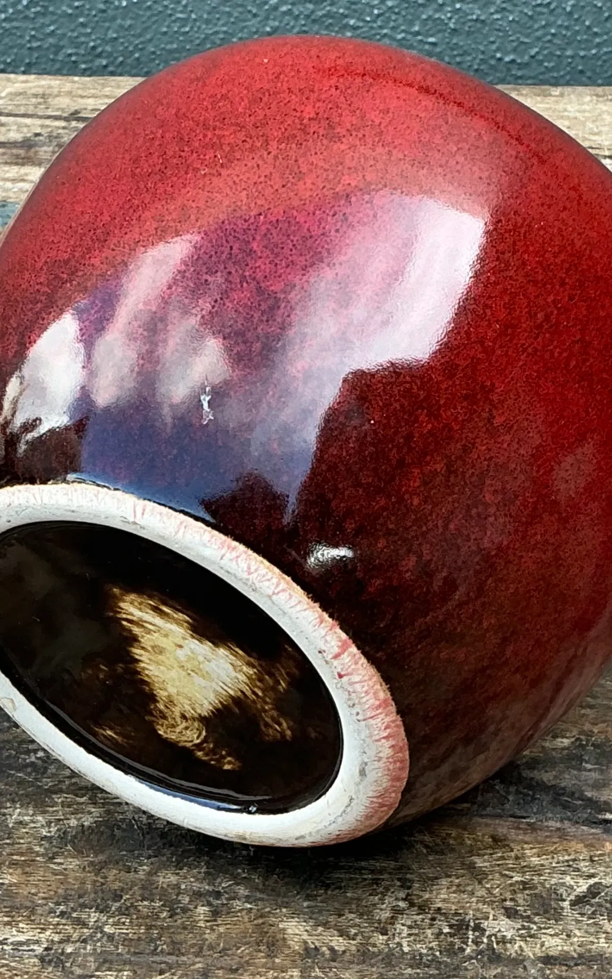 Vintage Red Glazed Ceramic Vase — additional photo 3