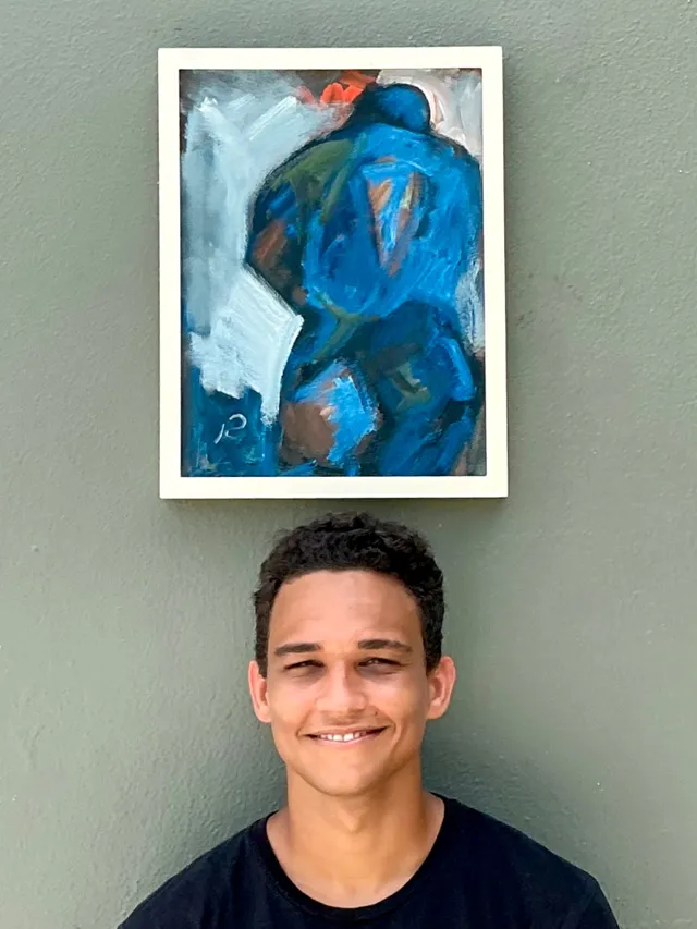 Abstract Blue Figurative Painting on Canvas — additional photo 1