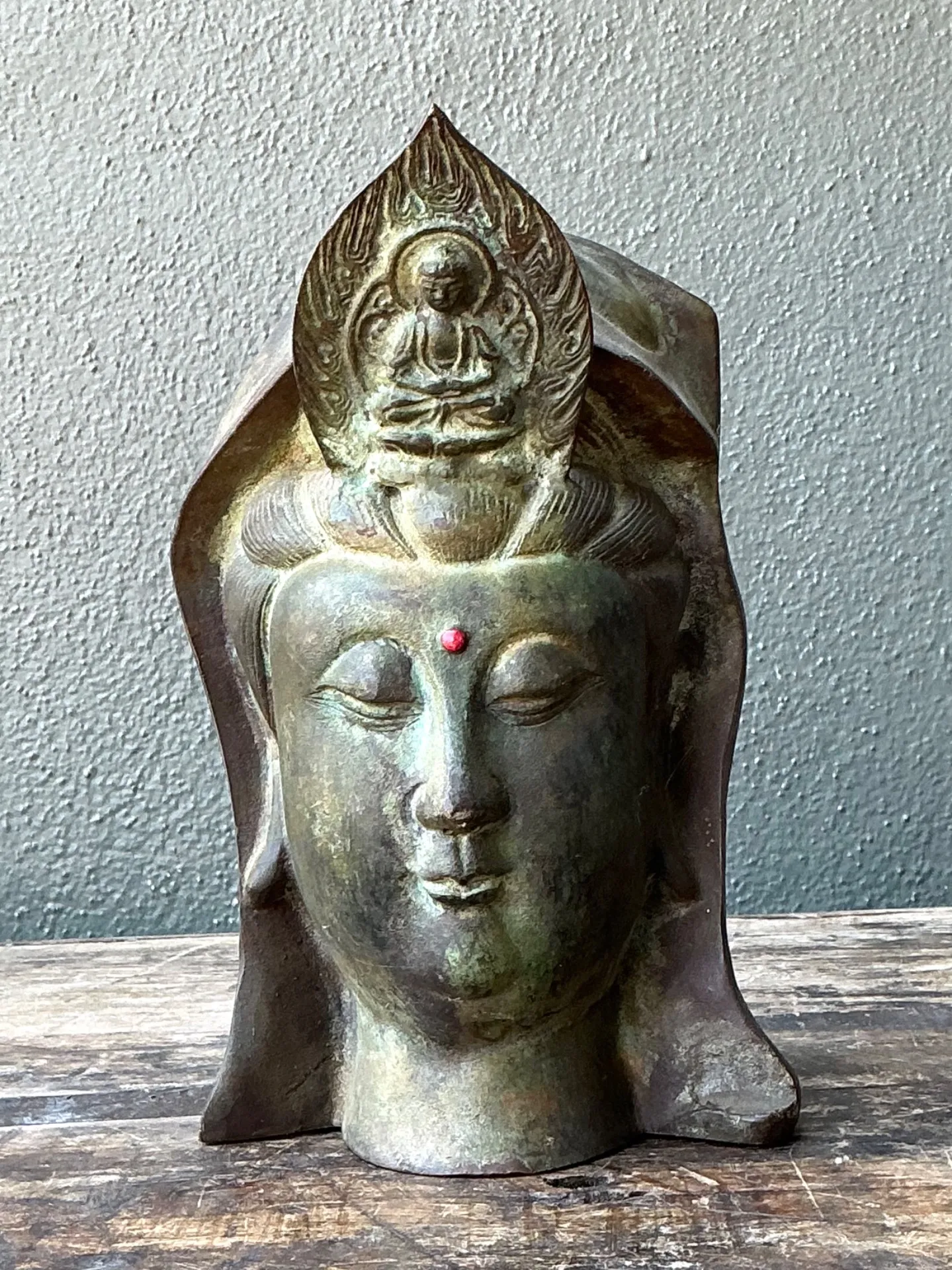 Vintage Patinated Bronze Buddha Head — additional photo 5