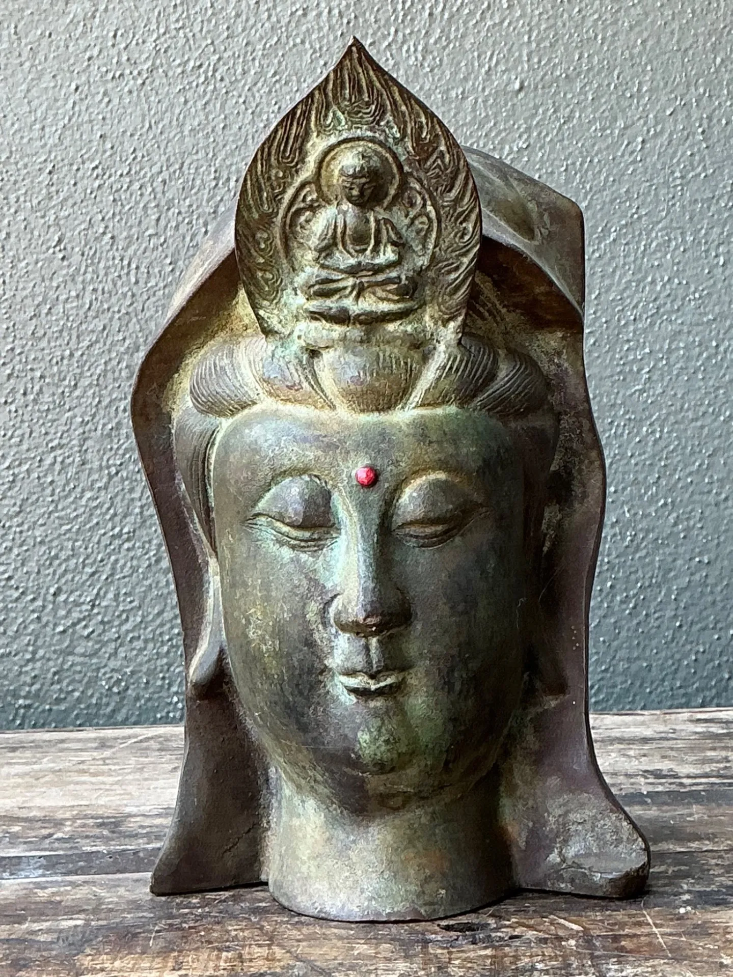 Vintage Patinated Bronze Buddha Head — additional photo 7