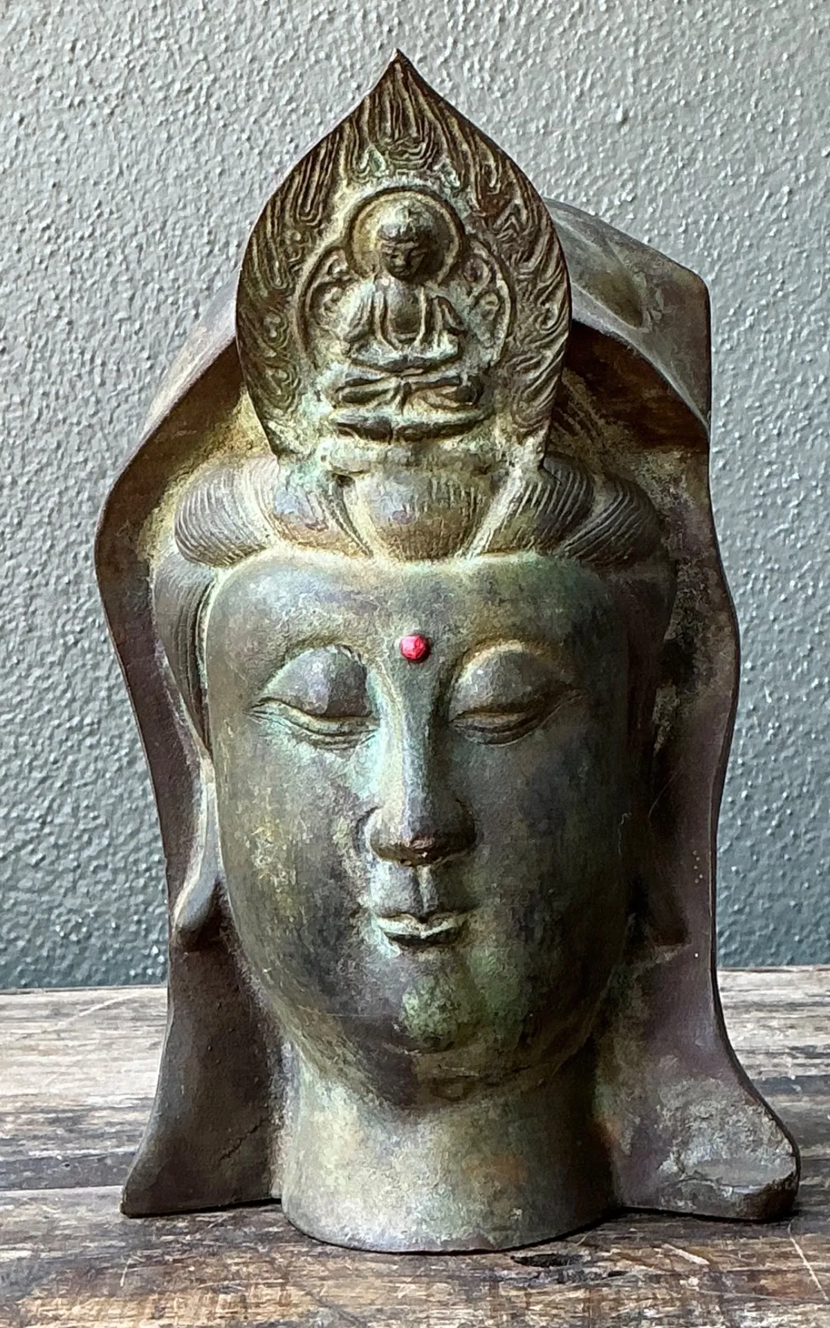 Vintage Patinated Bronze Buddha Head — additional photo 7
