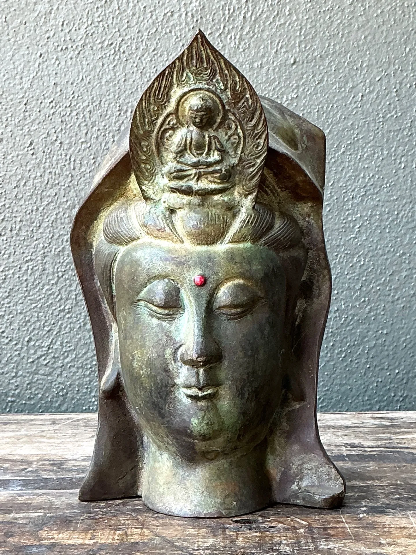 Vintage Patinated Bronze Buddha Head — additional photo 6