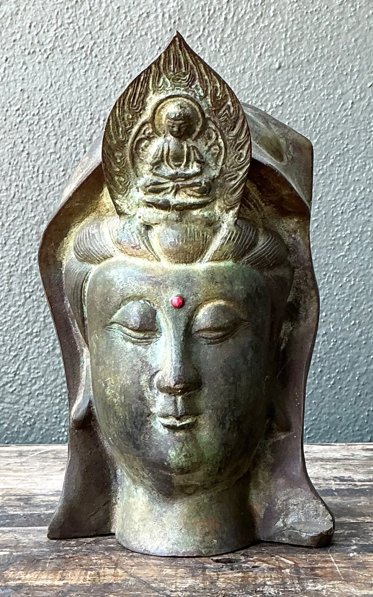 Vintage Patinated Bronze Buddha Head — additional photo 6