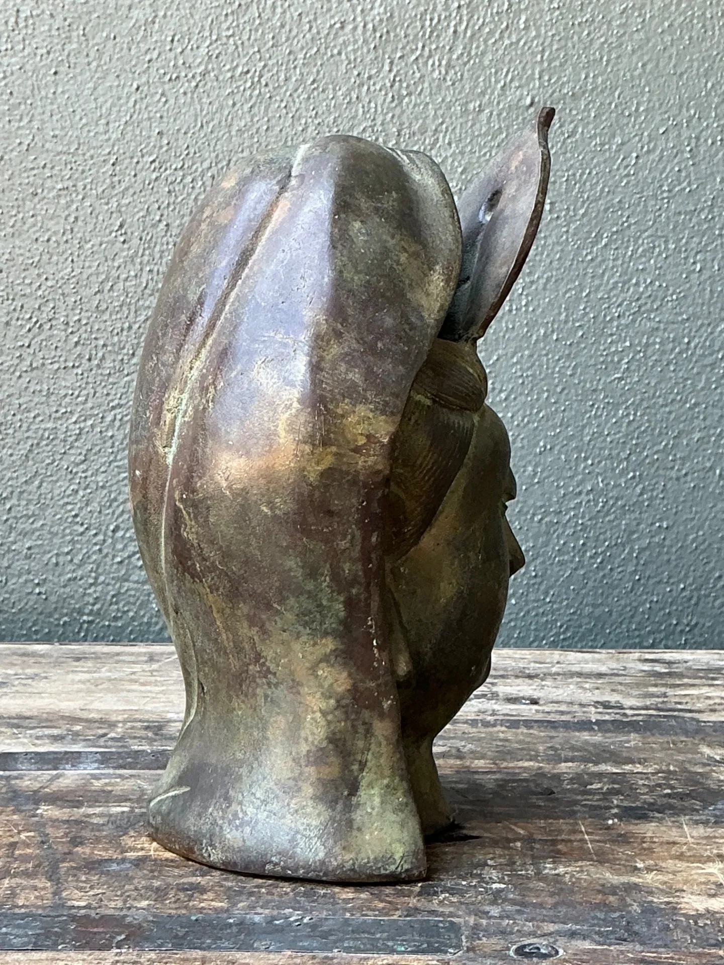 Vintage Patinated Bronze Buddha Head — additional photo 4