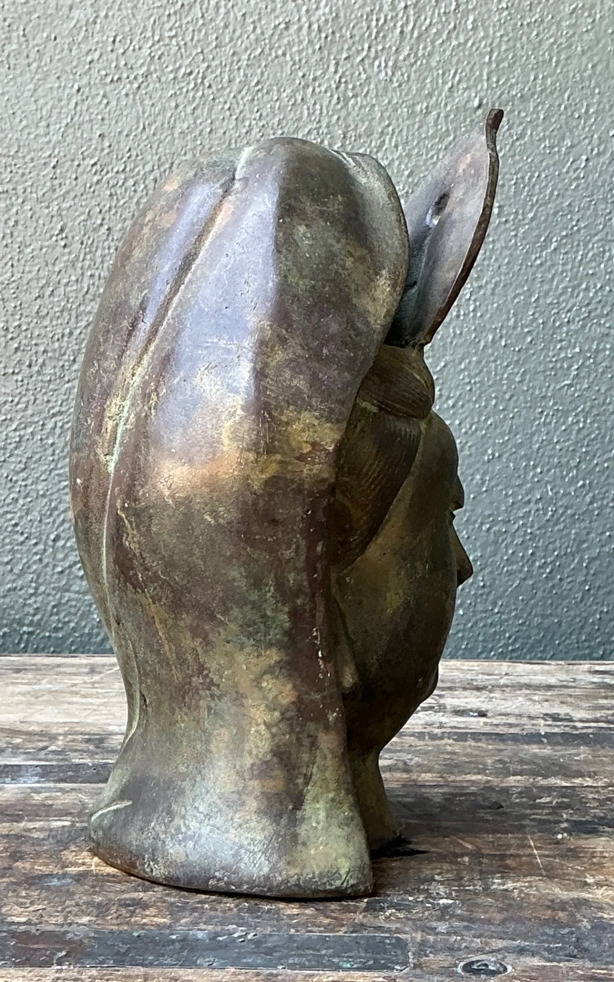 Vintage Patinated Bronze Buddha Head — additional photo 4