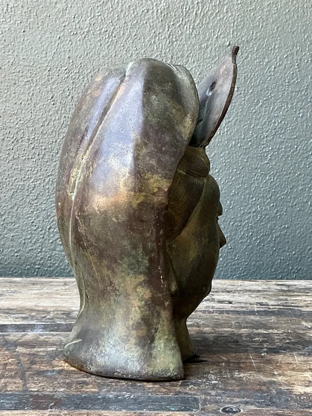 Vintage Patinated Bronze Buddha Head — additional photo 4
