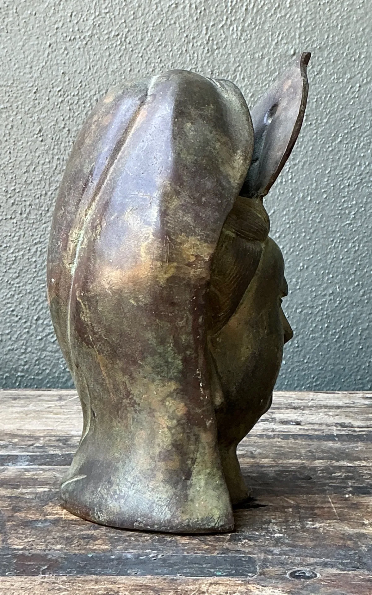 Vintage Patinated Bronze Buddha Head — additional photo 8