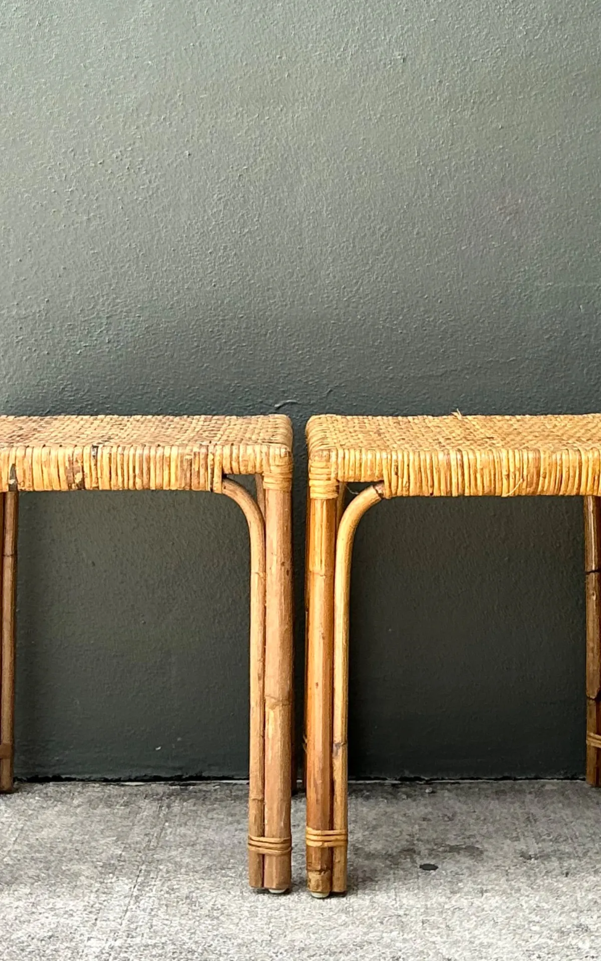 Vintage Woven Rattan Side Tables - Pair — additional photo 6