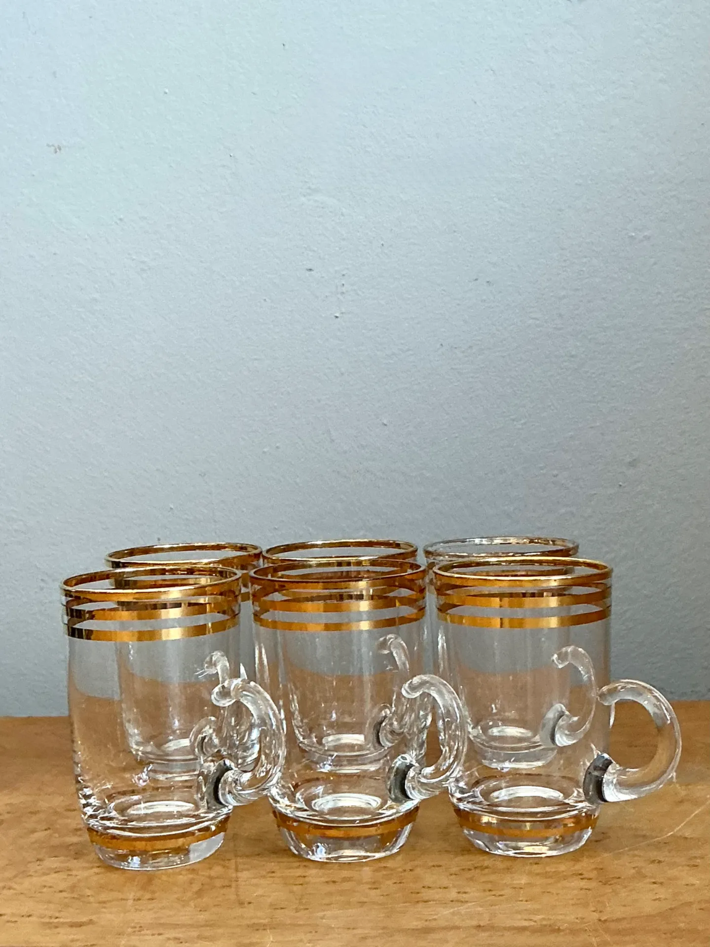 Vintage Gold Banded Petite Glass Cups - Set of 6 — additional photo 2