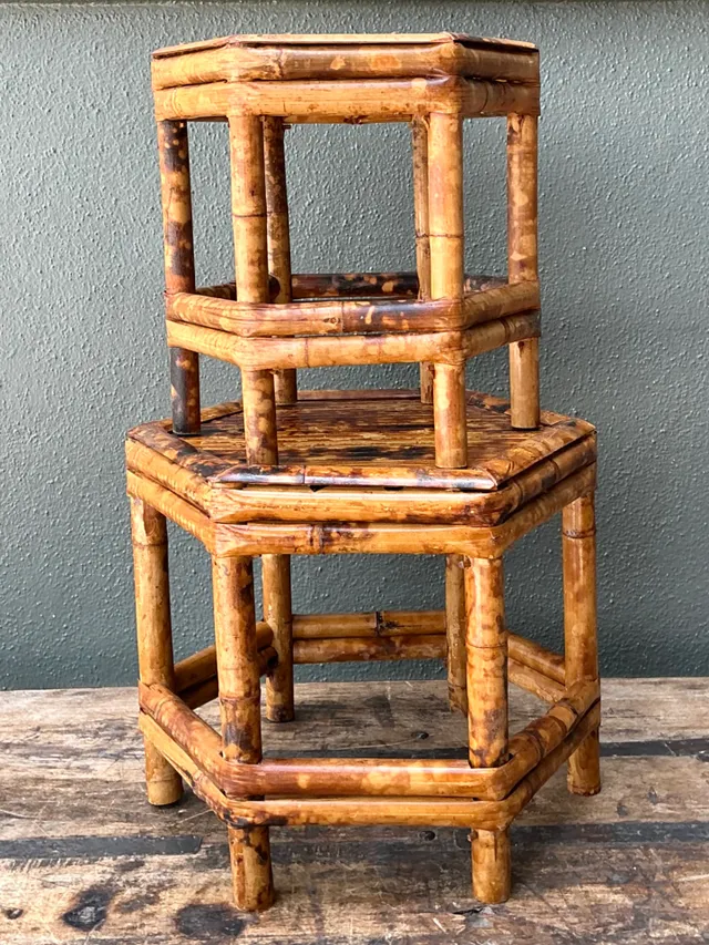 Vintage Hexagonal Bamboo Orchid Pedestals - Set Of 2 — additional photo 7