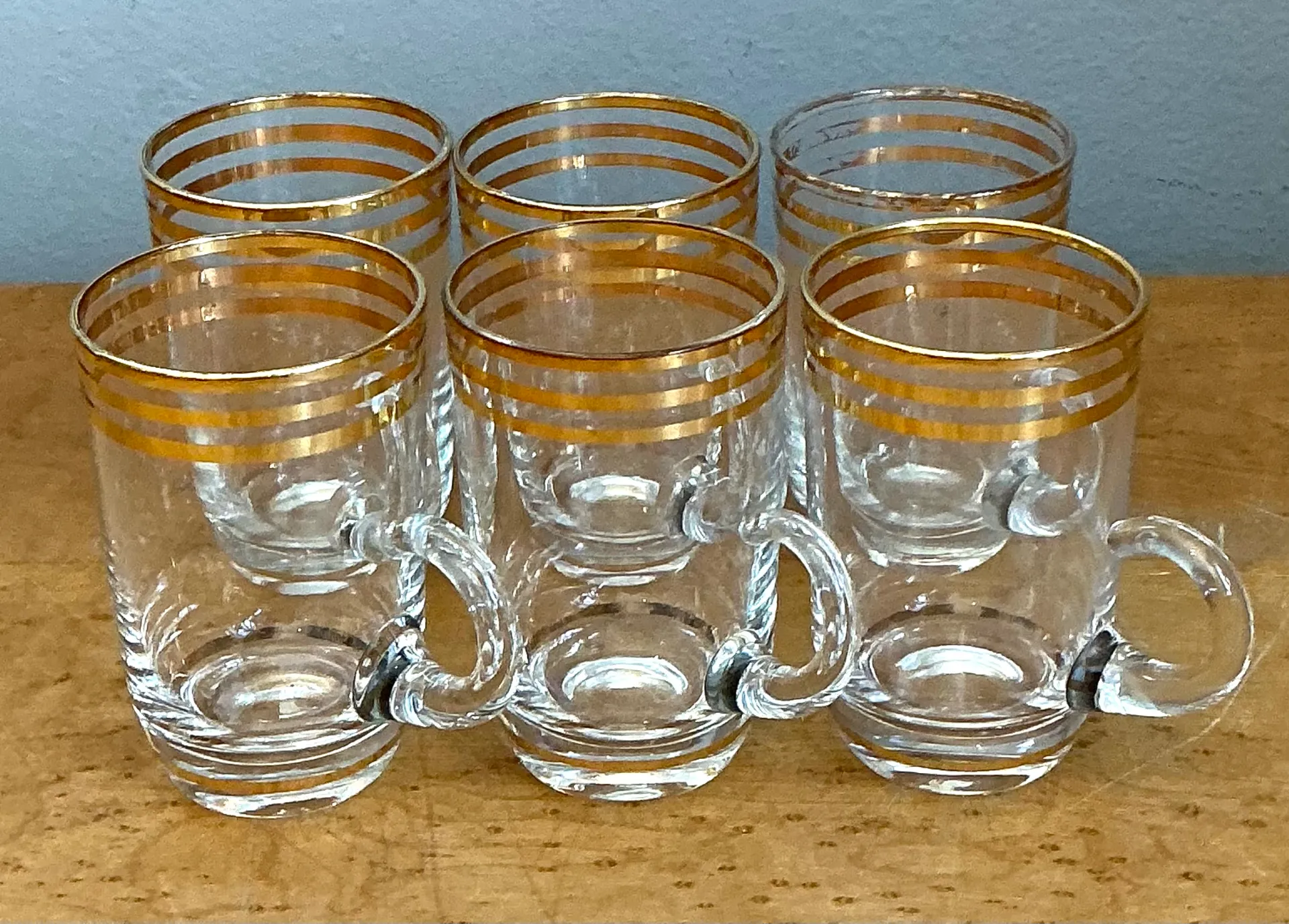 Vintage Gold Banded Petite Glass Cups - Set of 6 — additional photo 5