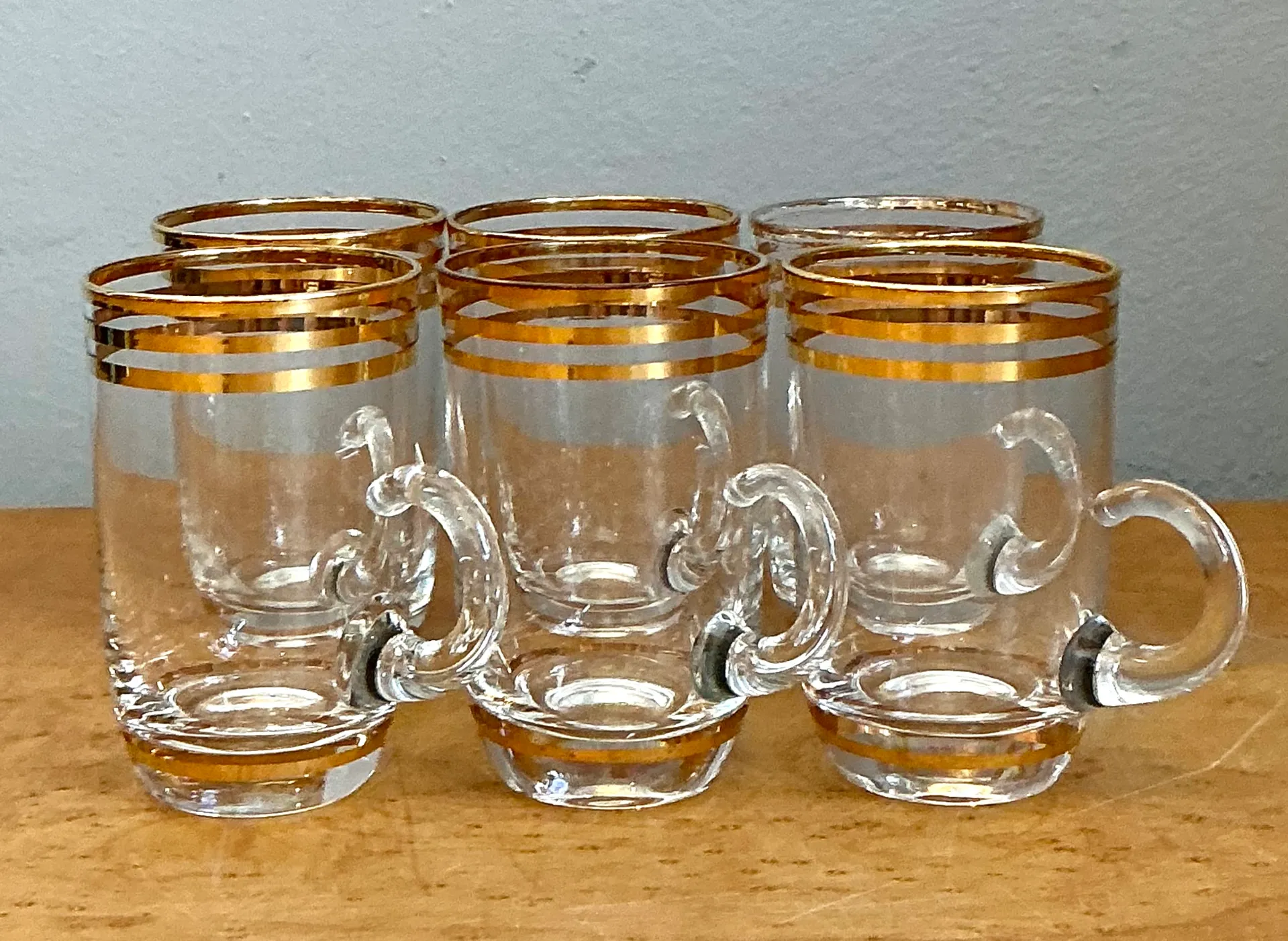 Vintage Gold Banded Petite Glass Cups - Set of 6 — additional photo 6