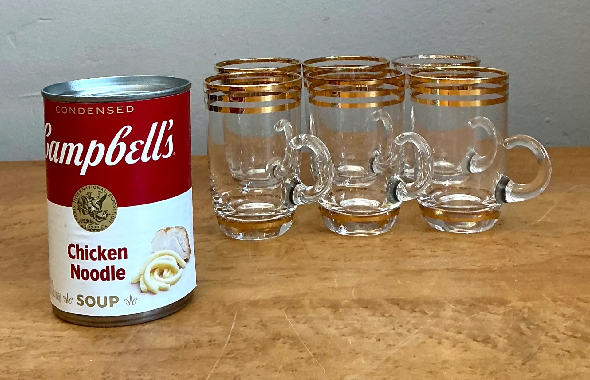 Vintage Gold Banded Petite Glass Cups - Set of 6 — additional photo 3