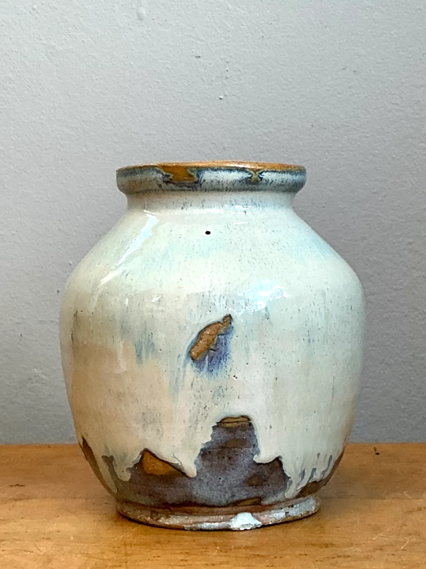 Vintage Blue and White Pottery Vase — additional photo 1