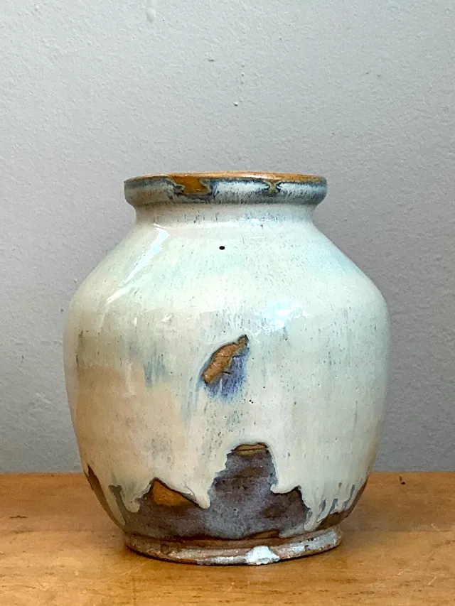 Vintage Blue and White Pottery Vase — additional photo 1