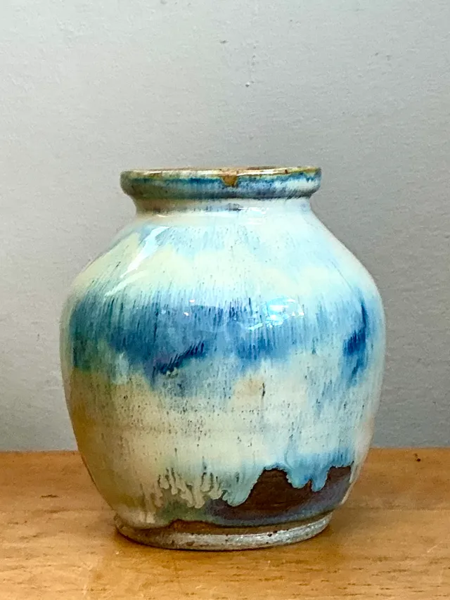 Vintage Blue and White Pottery Vase — additional photo 2