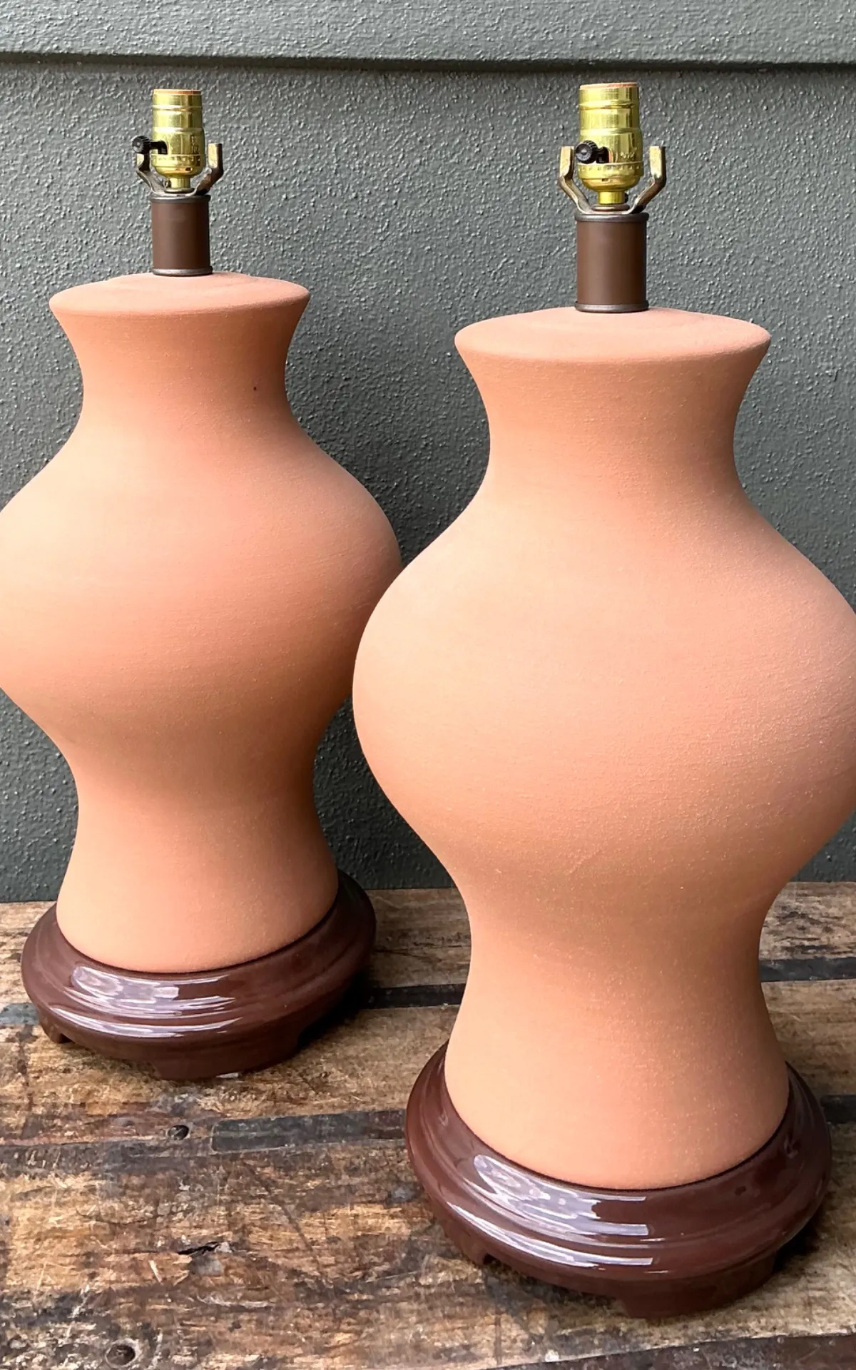 Vintage Terracotta Table Lamps - Pair