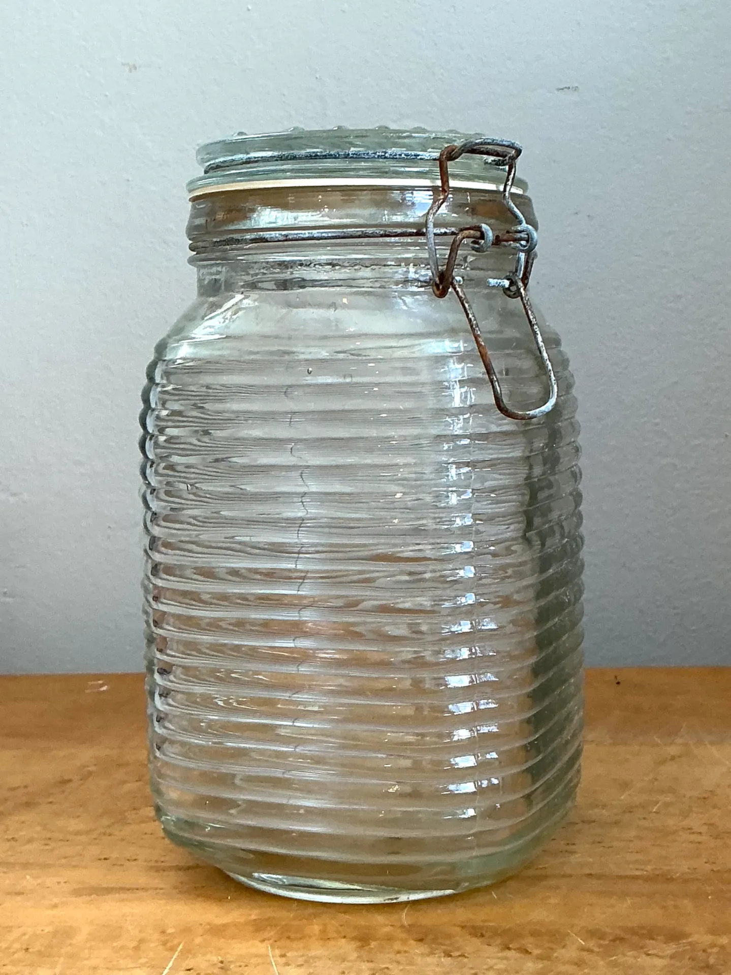 Vintage Ribbed Glass Storage Jar — additional photo 7