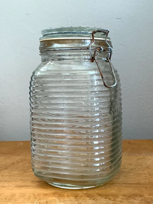 Vintage Ribbed Glass Storage Jar — additional photo 7