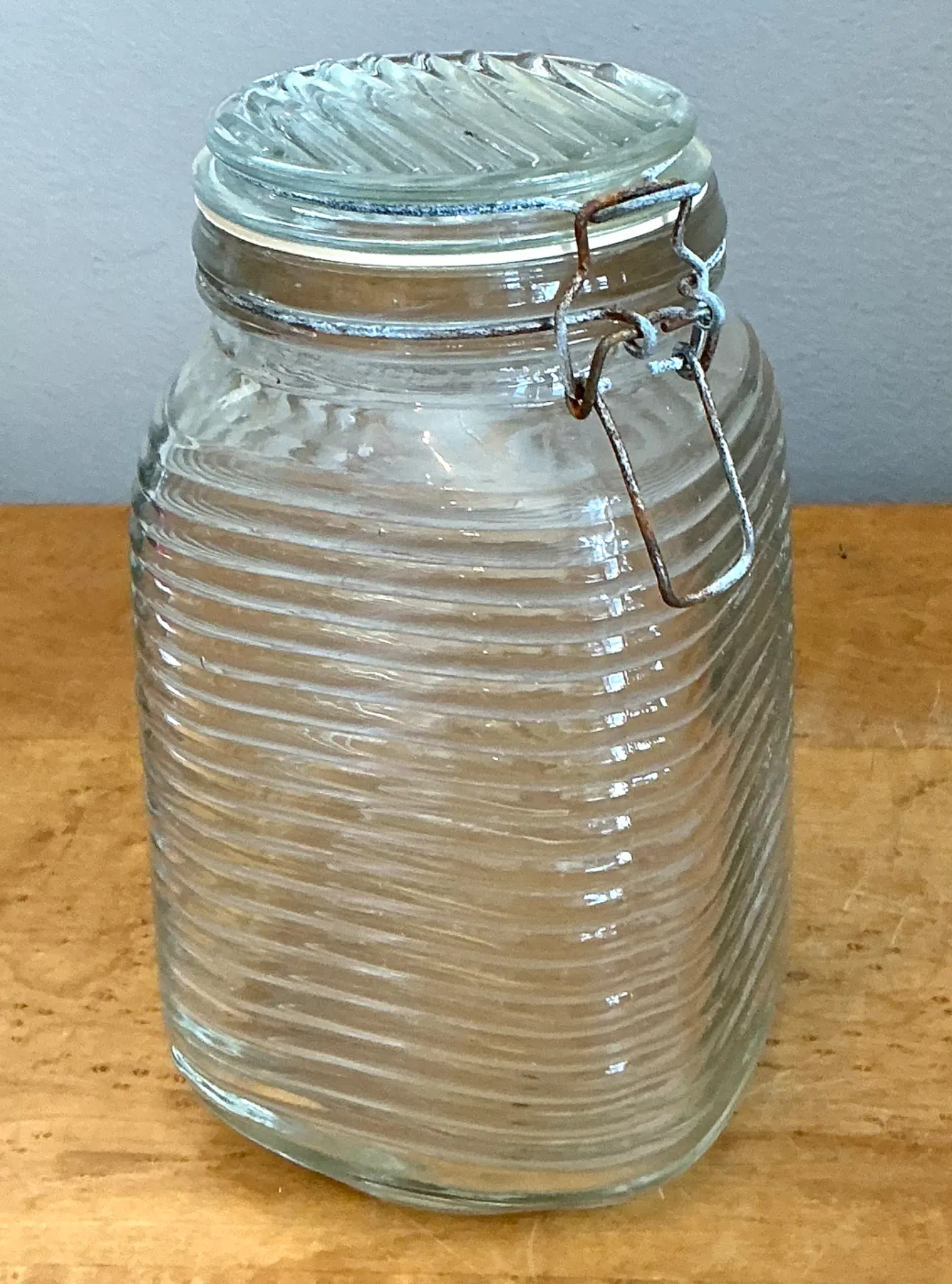 Vintage Ribbed Glass Storage Jar — additional photo 4