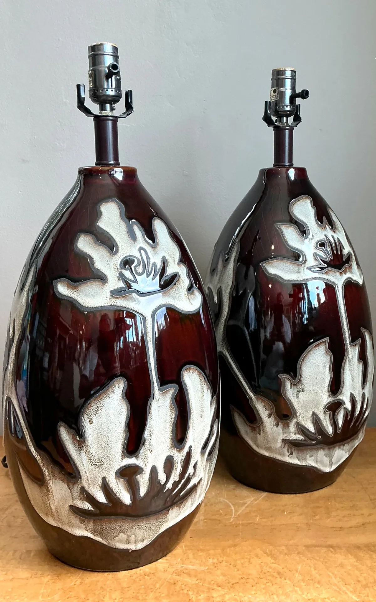Vintage Floral Ceramic Table Lamps - Pair — additional photo 6