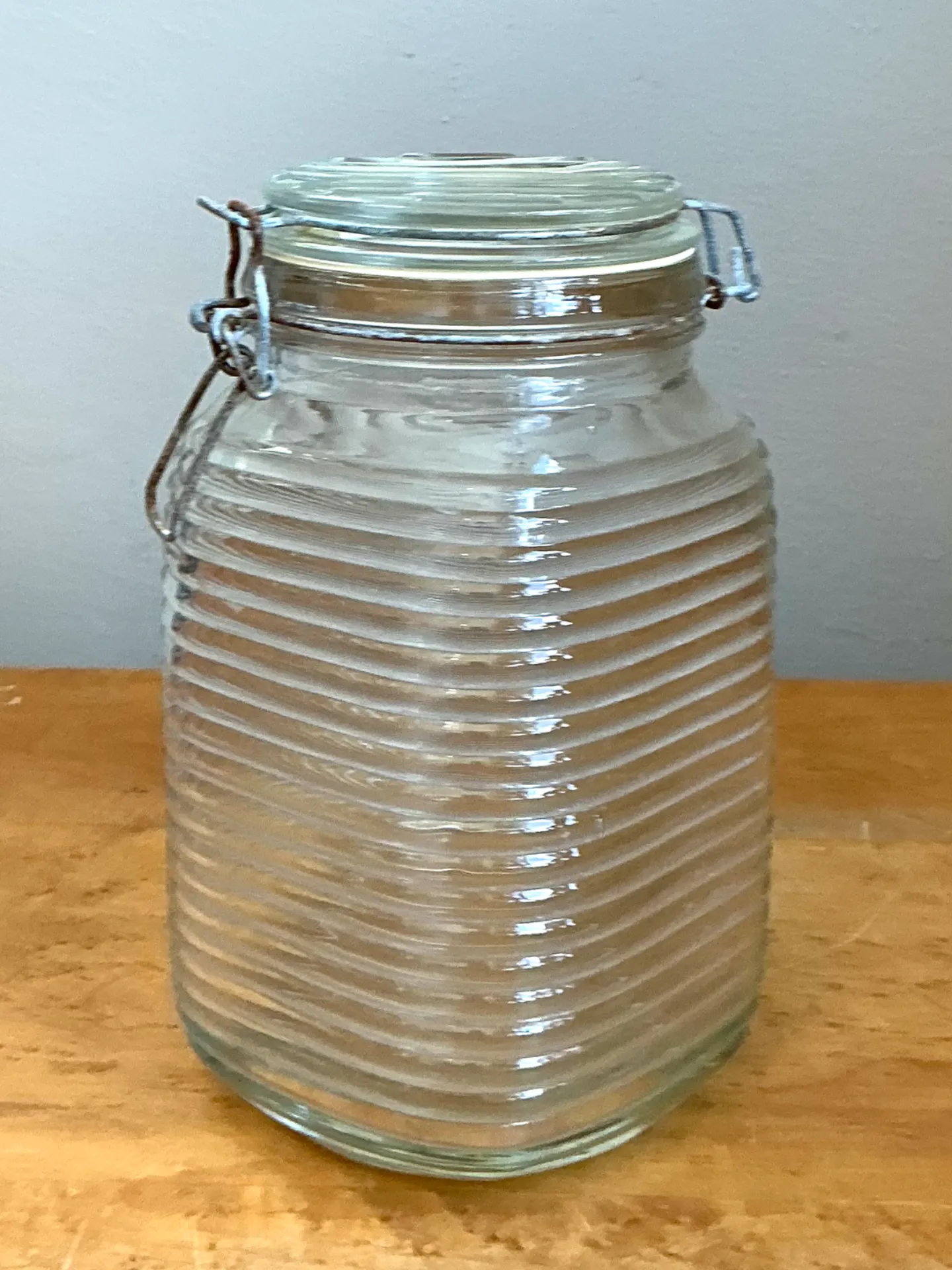 Vintage Ribbed Glass Storage Jar — additional photo 3